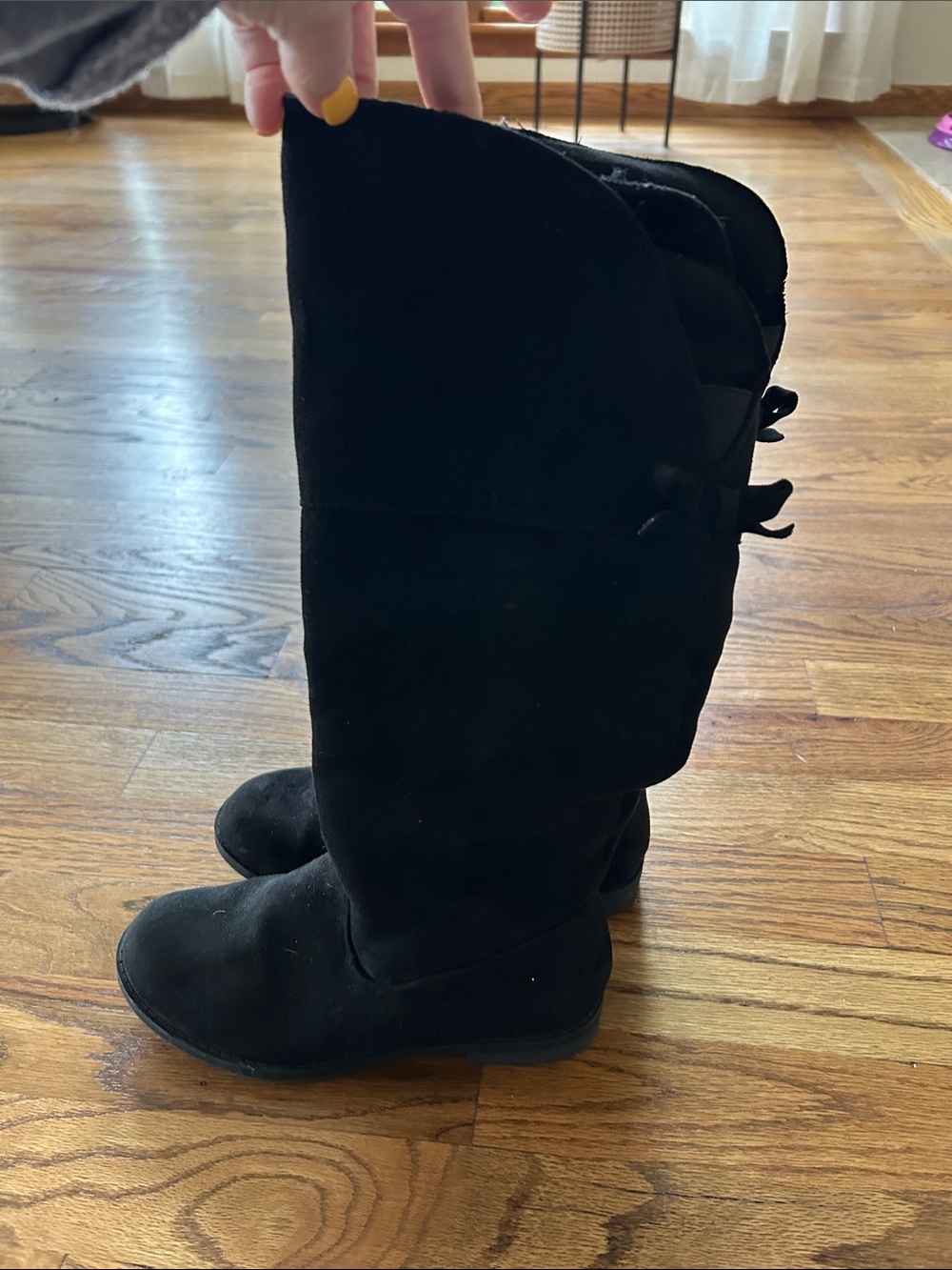 Cat & Jack Black Knee-High Girls' Bow Back Boots